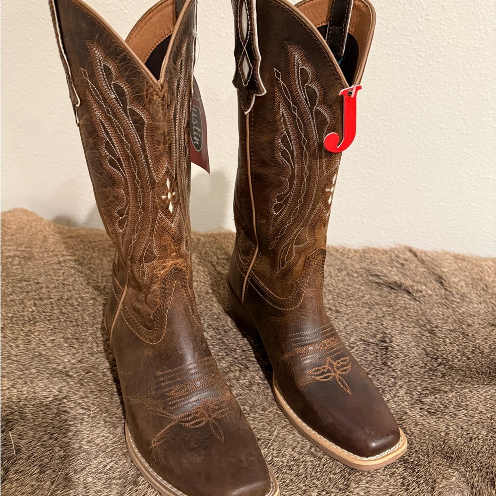Women’s Justin 12” Rae Western Style Square Tow Cowboy Boot size 8.5B
